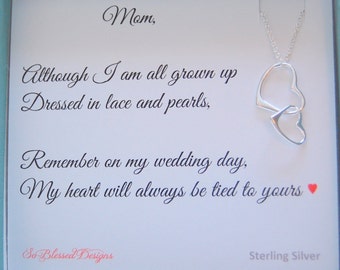 Mother of the Bride Gift Connecting hearts, Mother's necklace, wedding jewelry, thank you gift to MOM