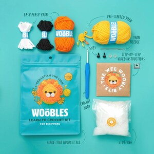 Beginner Crochet Kit Lion by The Woobles - Easy First Crochet Starter Kit - Crochet Plushie Kit - Amigurumi Kit - DIY Craft Kit Gift image 2