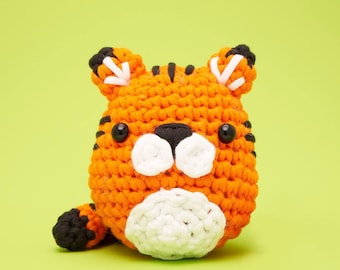 Beginner Crochet Tiger by The Woobles - Easy First Crochet Starter Kit - Crochet Plushie Kit - Amigurumi Jungle Kit - DIY Craft Kit Gift