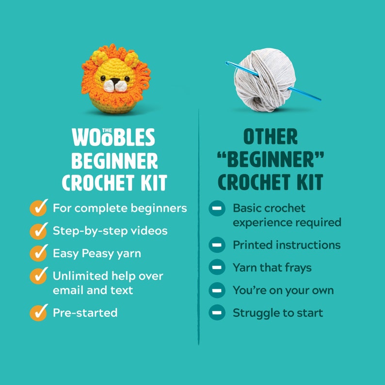 Beginner Learn to Crochet Kit Bunny Rabbit The Woobles Easy Crochet Starter Kit Crochet Plushie Kit Amigurumi Kit DIY Craft Kit Gift image 5