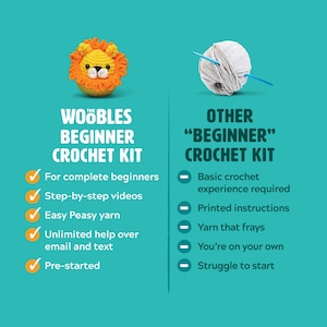 Beginner Crochet Dinosaur T-Rex by The Woobles Easy First Crochet Starter Kit Crochet Plushie Kit Amigurumi Kit DIY Craft Kit Gift image 8