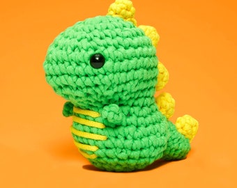 Beginner Crochet Dinosaur T-Rex by The Woobles - Easy First Crochet Starter Kit - Crochet Plushie Kit - Amigurumi Kit - DIY Craft Kit Gift