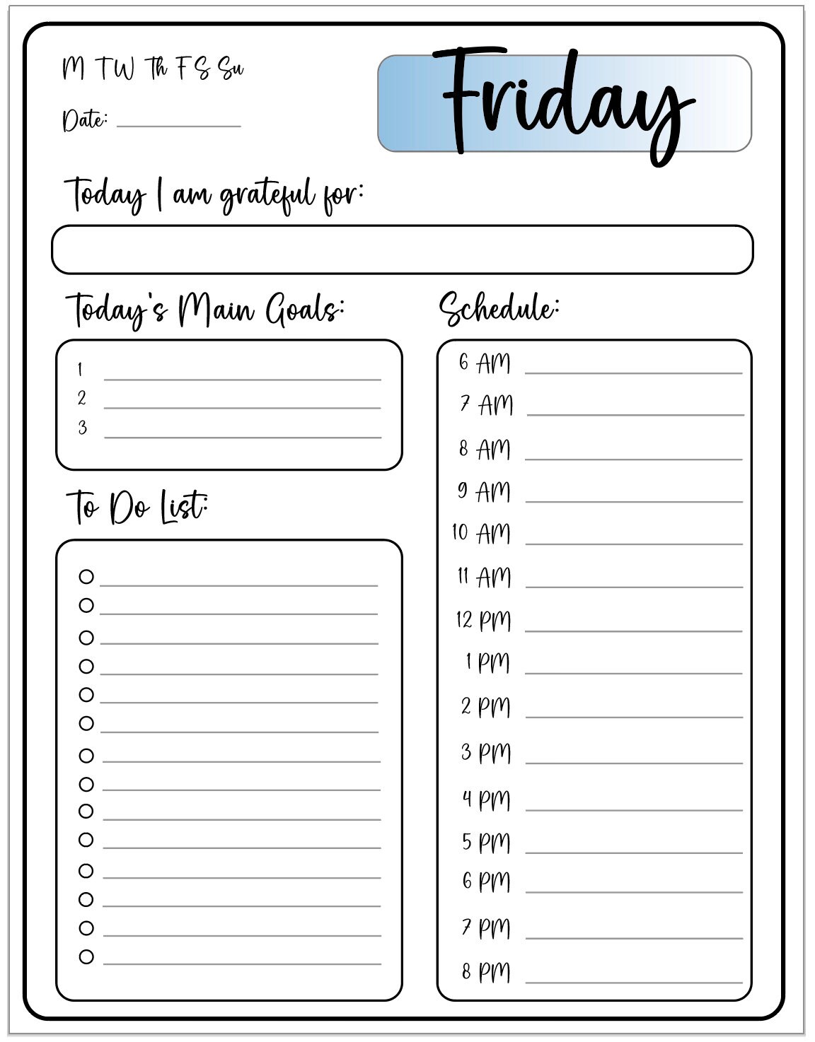 Daily Planner Printable Daily Gratitude Planner Wellness - Etsy