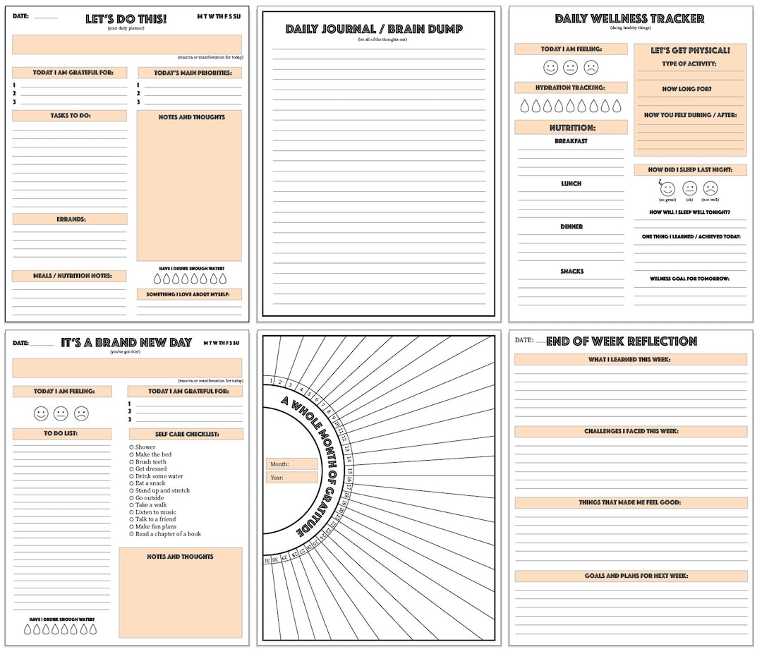 Daily Wellness Printable Planner | Gratitude Journal | Mindfulness ...