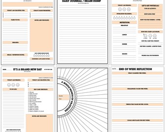 Daily wellness printable planner | Gratitude Journal | Mindfulness Planner | Gratitude template | Self care journal | Self love planner