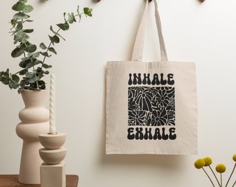 Inhale Exhale Tote Bag | Yoga Tote Bag | Inhale Exhale Bag | Yoga Gift | Mindfulness Mind | Gift for Her | Yoga Lover Tote Bag | Meditation