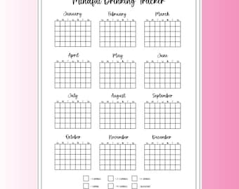 Mindful Drinking Tracker | Drinks Tracker  | Habits Tracker | Digital Download | Yearly Tracker | Printable Planner | Accountability