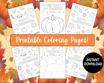 Thanksgiving Coloring | Digital Download Coloring Mat | Printable Pages | Kids Thanks Giving | Coloring Pages | Thanksgiving Activity |