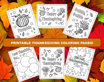 Thanksgiving Coloring Pages Printable | Kids Coloring Pages Placemats | Instant Download Coloring Pages | Printable Coloring Pages for Kids
