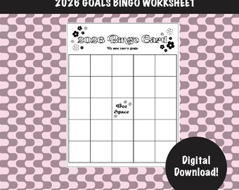 2026 Bingo Card Worksheet – A Fun & Motivational New Year's Activity | New Year Bingo Card | Self Care Goals | Personal Goals | Printable |