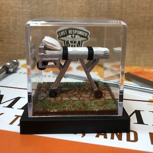 Miniature Last Responder Cot 2&quot; small diorama with cot morticians embalmers funeral directors funeral home medical cot transfer associate
