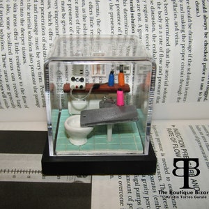 Miniature embalming prep room Morticians funeral directors embalmers embalming machine instruments medical handmade mini room mortuary table