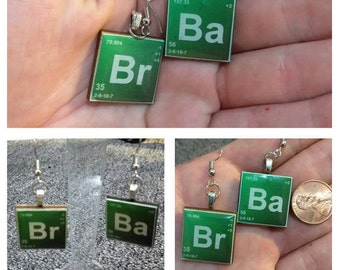 Orecchini Breaking Bad/Tavola periodica degli elementi (realizzati ad Albuquerque) Gioielli della popolare serie TV, orecchini pendenti realizzati nel sud-ovest, BR BA