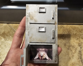 Miniature Mortuary Funeral Home Morgue Cooler Wall Insert – 1:12 Scale