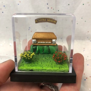 Handmade funeral director graveside burial miniature display case series mortician funeral home miniatures 2” x 2” x 2”