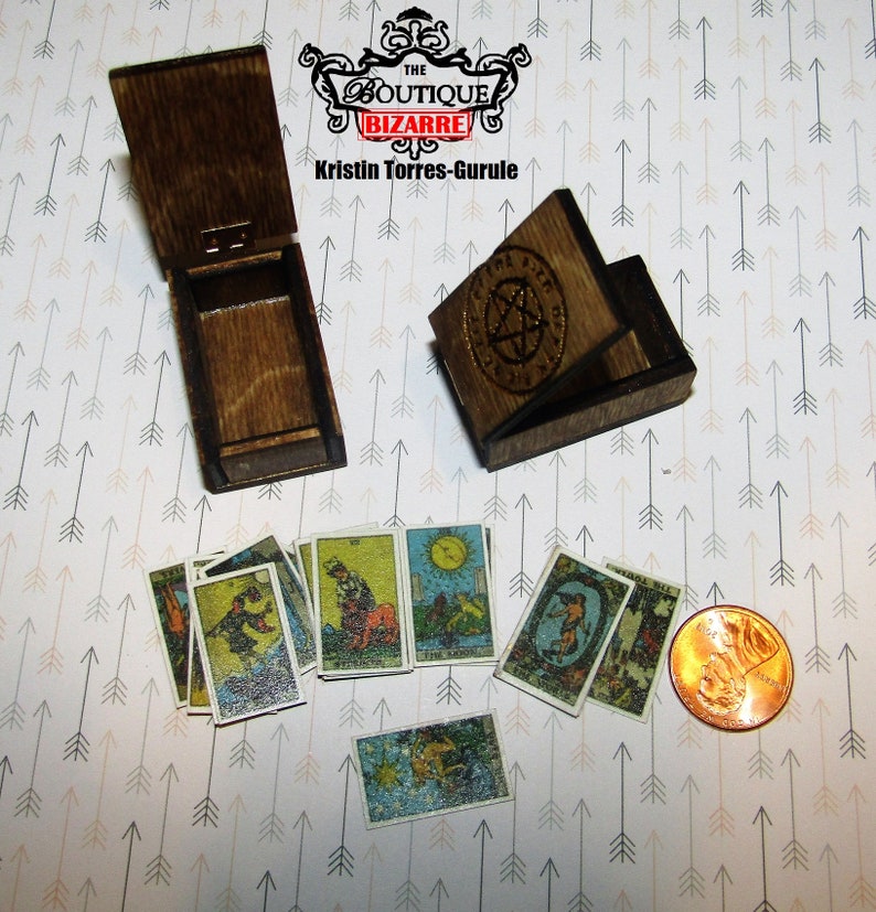 miniature-tarot-cards-with-handmade-box-for-dollhouse-etsy