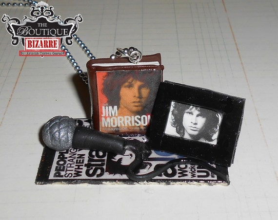 Sale Miniature Diorama Pendant Of Jim Morrison The Doors Musicians Classic Rock Legendary Musicians Mini Microphone Statement Necklace