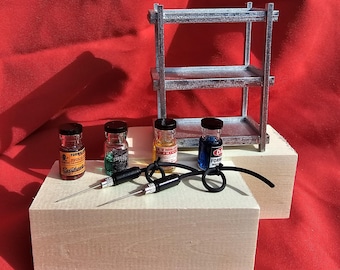 1:12 Scale Mortuary Miniatures – Embalming Workstation, Metal Table, Chemical Vials & Trocar Tools