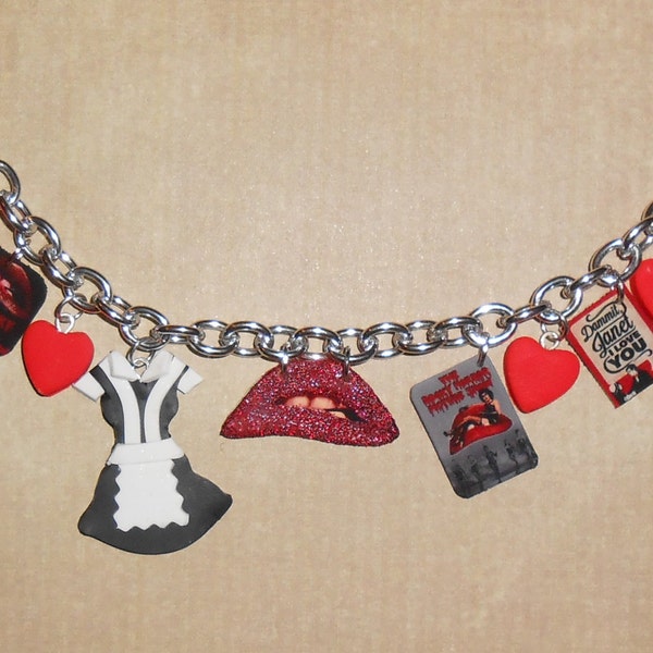 Rocky Horror Picture Show Charm Bracelet, Polymer Clay Charms