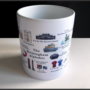 The Birmingham Alphabet Hand-printed Ceramic Mug. Birmingham Gift Idea, New home gift, Birmingham leaving Gift, Birmingham employee gift image 4