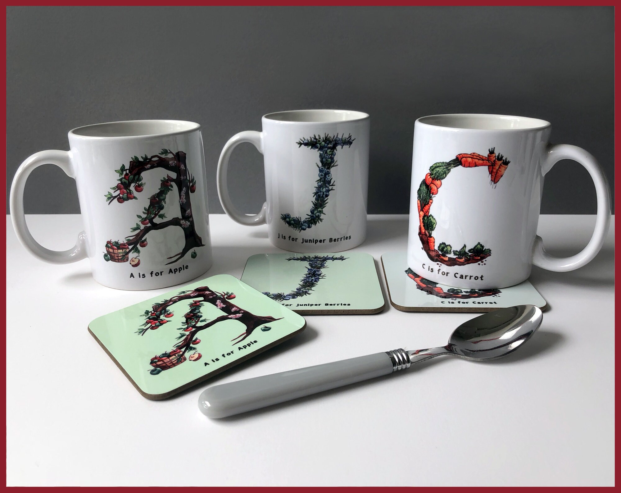 Buy SET OF 4 Alphabet Mugs Letter Mugs Ceramic Mugs Initial Gift Name