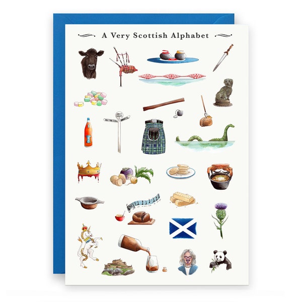 Scottish Alphabet Greeting Card - Scottish New Home Cards, Scotland New Home Card. Scottish Card for Birthdays. British Card, Britain Card