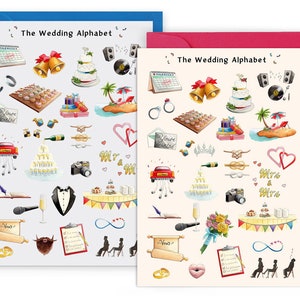 Schwule Hochzeitskarte, Lesbische Hochzeitskarte feat. Hochzeits-Alphabet. Mr und Mr Card oder Mrs und Mrs Card. Same Sex Hochzeitskarte, LGBTQ Hochzeitskarte