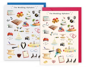 Gay Wedding Card, Lesbian Wedding Card feat. Wedding Alphabet. Mr and Mr Card or Mrs and Mrs Card. Same Sex Wedding Card, LGBTQ Wedding Card