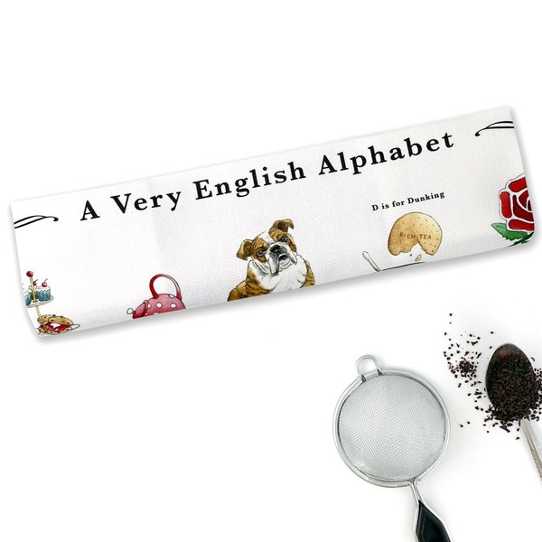 English Alphabet Tea Towel. England Tea Towel. British Gifts Tea Towel. Leaving Gift, or New Home Gift. Britian Gift for Family Abroad