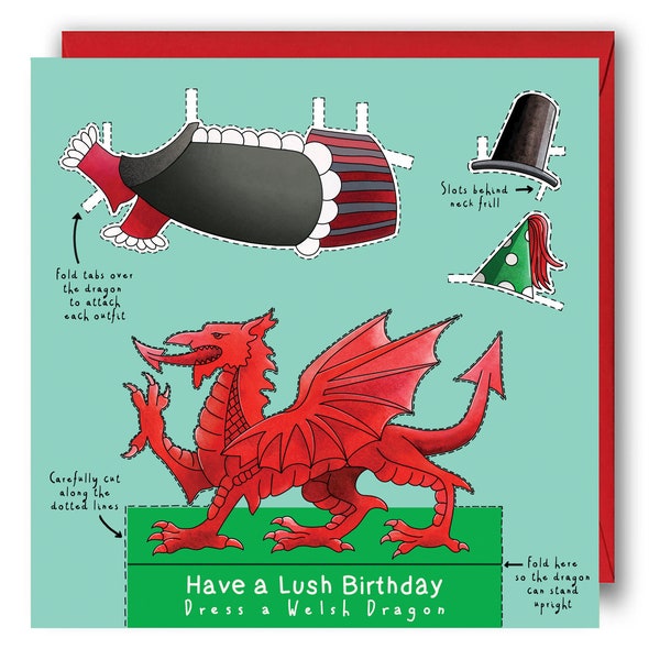 Welsh Dragon Birthday Card. Welsh Birthday Card. Welsh Rugby Birthday Card. Wales Birthday Card. Welsh Flag Birthday Card, Welsh Rugby Card