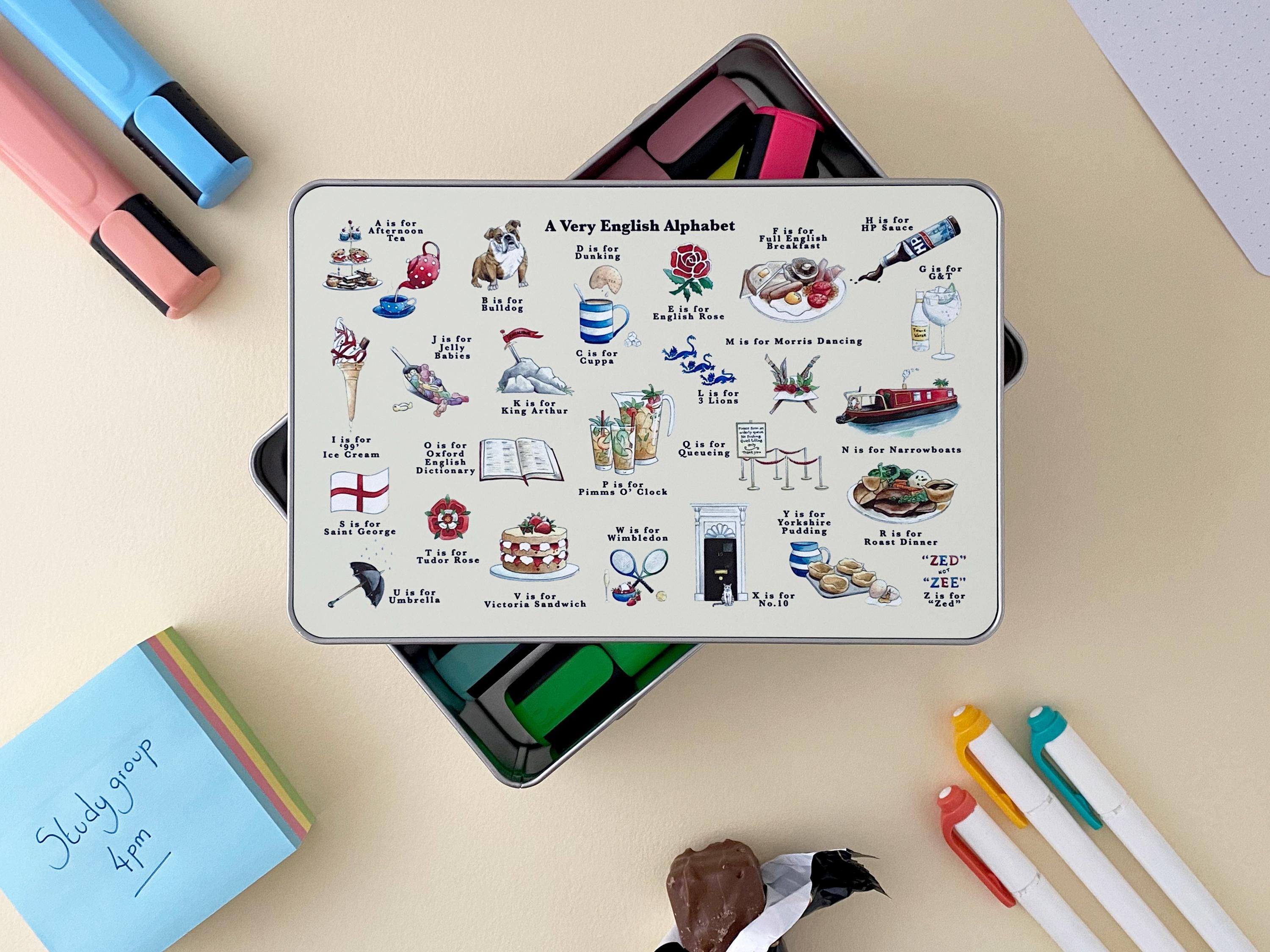 English Alphabet Storage Tin. English Teacher Gift, Graduation Gifts ...