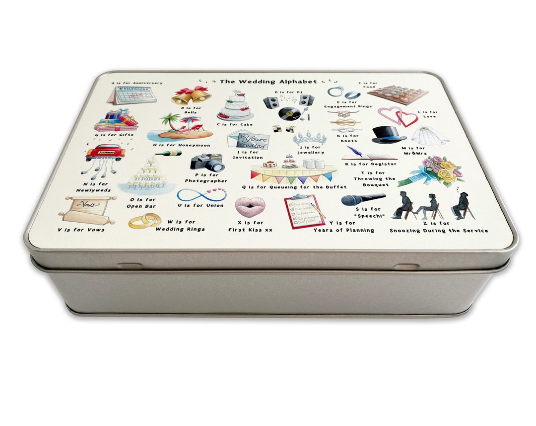 Tin Wedding Anniversary Gift. the Wedding Alphabet Metal Storage Tin