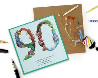 90th Birthday Card for Her. Unique Milestone Card; Ladies 90th Birthday or 90th Anniversary Card. Women Birthday Card, Friends 90th Birthday