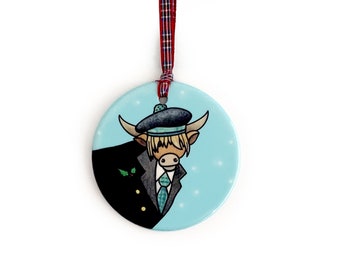 Highland Cow Christmas Tree Ornaments - 4 Designs to Choose From. Doubled Sided Scottish Christmas Decorations. Scottish Gift Idea, Scotland
