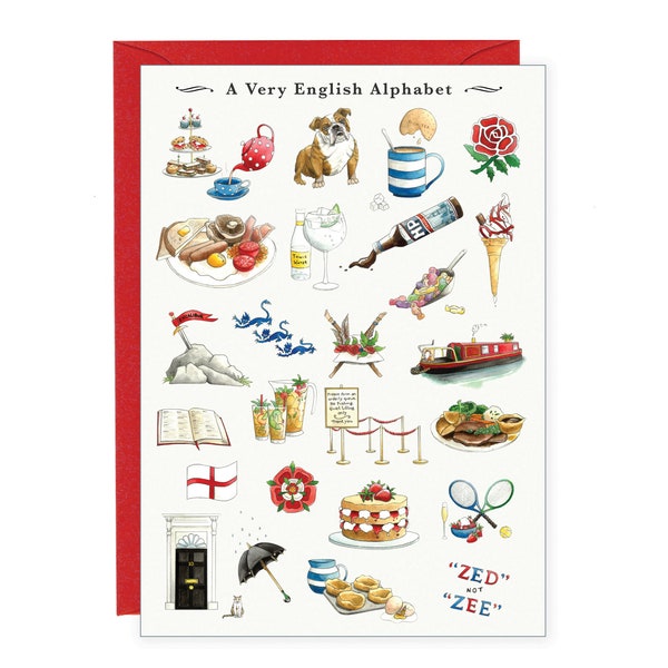 English Alphabet Greeting Card. Available Individually / Pack of 5. England Card UK. New Home Card, Moving Card. Britain Card, British Card