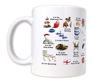 English Alphabet Mug. English Mug Expat Gift Idea. England Mug Leaving Gift.  English Teacher Gift Idea. English Coffee Mug Fathers Day Gift