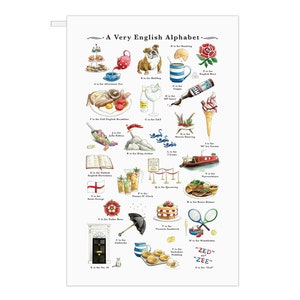 Torchon alphabet anglais. Torchon Angleterre. Torchon British Gifts. Cadeau de départ ou cadeau pour une nouvelle maison. Cadeau britannique pour une famille à l'étranger image 3