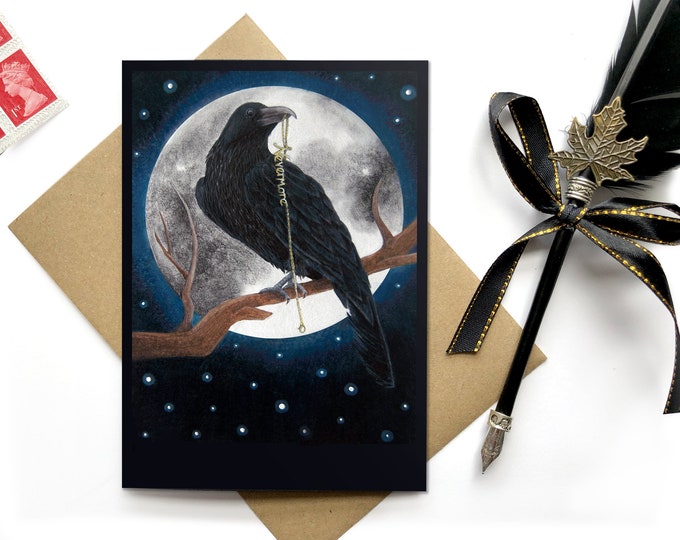 Raven Greeting Card. Raven Birthday Card. Edgar Allan Poe the Raven ...