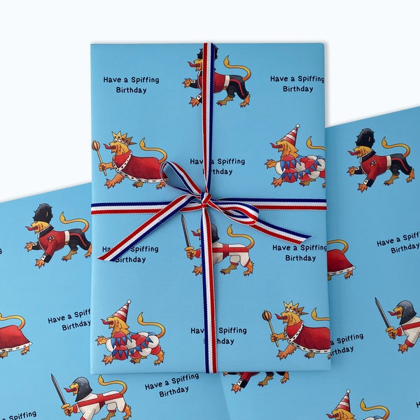 English Birthday Gift Wrap. England Birthday Gift Wrapping Paper. British Gift Wrap for Her, British Birthday Wrap, Britain Gift Wrap