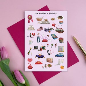 Carte de voeux alphabet de la mère. Cartes de fête des mères au Royaume-Uni. Carte d'anniversaire de maman. Future maman Card. Carte de bonne fête des mères. Carte Nouvelle maman Royaume-Uni