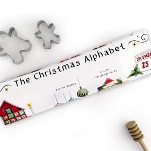 Geschirrtuch mit Weihnacht-Alphabet. Weihnachtliches Geschirrtuch. Weihnachten Küche Geschirrtuch. Im Ausland Geschenke, Gastgeberin Geschenk. Weihnachtskitsch, Küchenkitsch