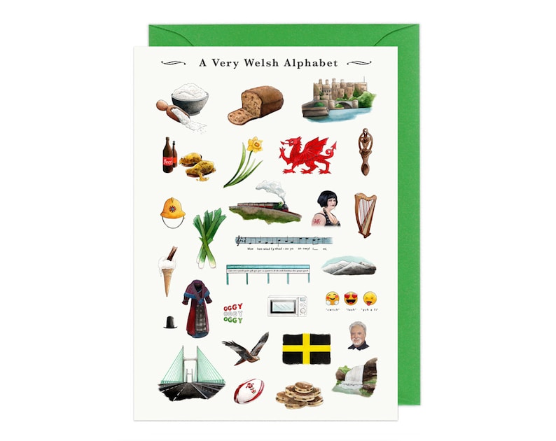 Welsh Alphabet Greeting Card - Individual / Pack of 5. Wales UK Moving ...