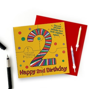2e carte d'anniversaire. Carte d'anniversaire amusante pour enfants, cartes de joyeux anniversaire numéro 2. Carte de 2e anniversaire pour garçon, carte de 2e anniversaire pour fille