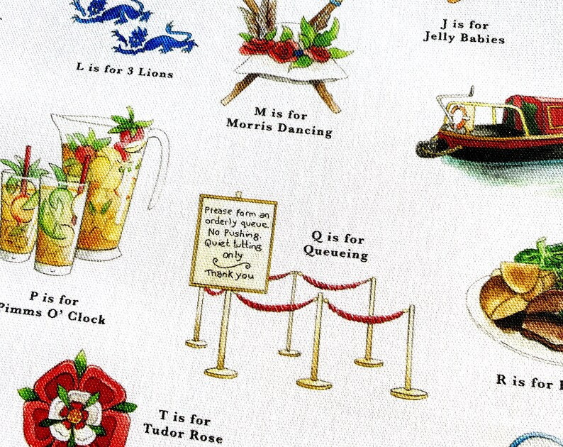 English Alphabet Tea Towel. England Tea Towel. British Gifts Etsy UK