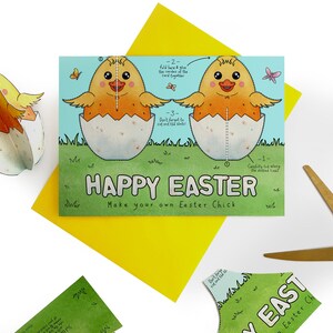 Cut Out Osterkarte - basteln Sie Ihr eigenes Osterküken. Ostern-Ideen, Ostern für die Schule. Kinder Osterkarte, Osterkarte Küken. Osterspiele Karte