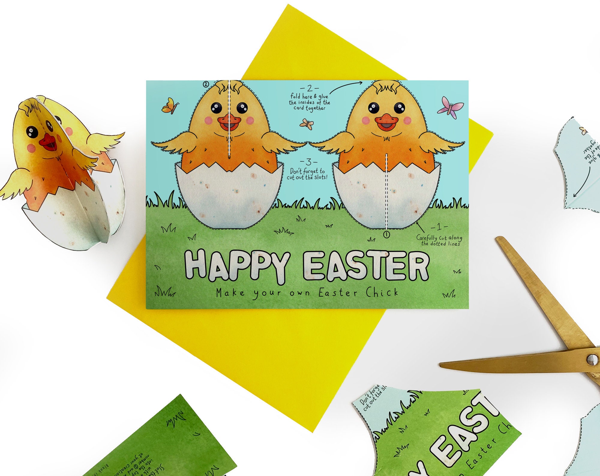 Pack of 5 Easter Card Make Your Own Easter Chick. Easter - Etsy