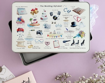 Wedding Alphabet Metal Keepsake Tin: Newlywed Gift Box