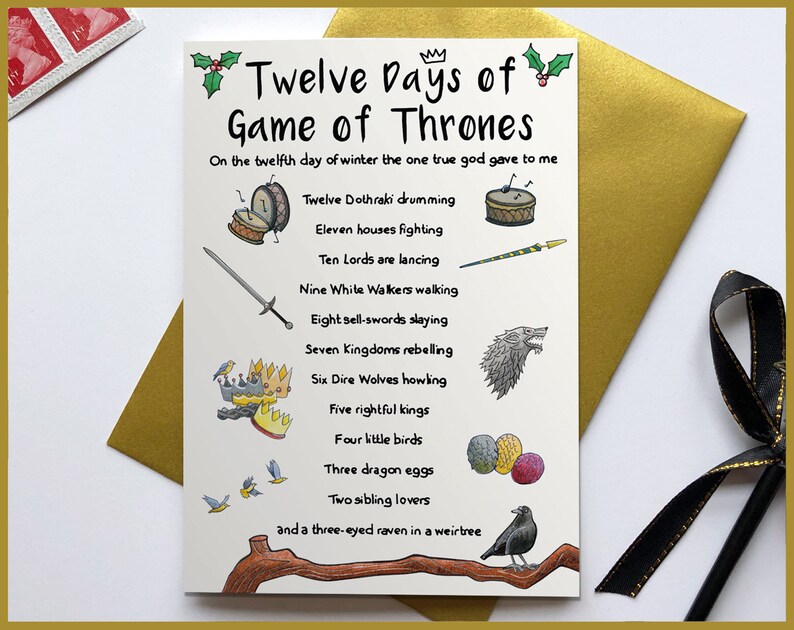 Twelve Days of Game of Thrones Christmas Card Christmas Card Etsy
