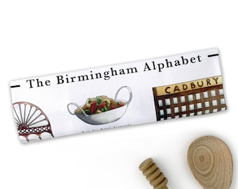 The Birmingham Alphabet Premium Cotton Tea Towel. Birmingham New Home Gift or Leaving Gift - Birmingham in the UK. Birmingham Gift Idea