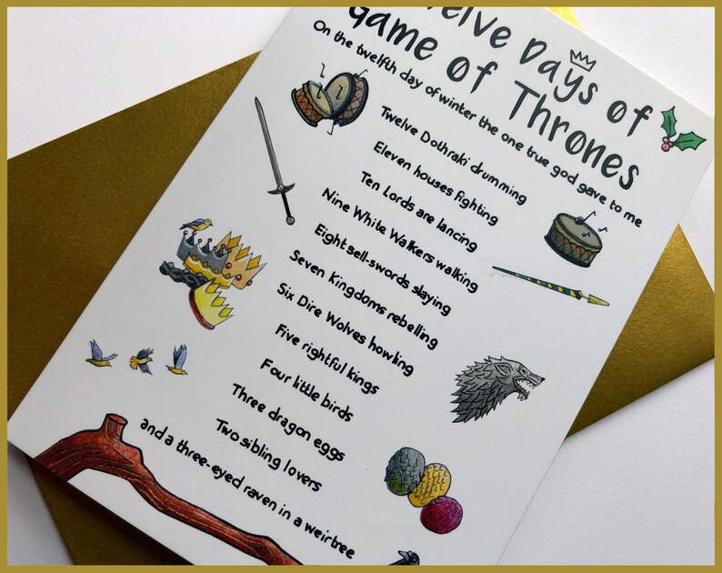 Twelve Days of Game of Thrones Christmas Card Christmas Card Etsy
